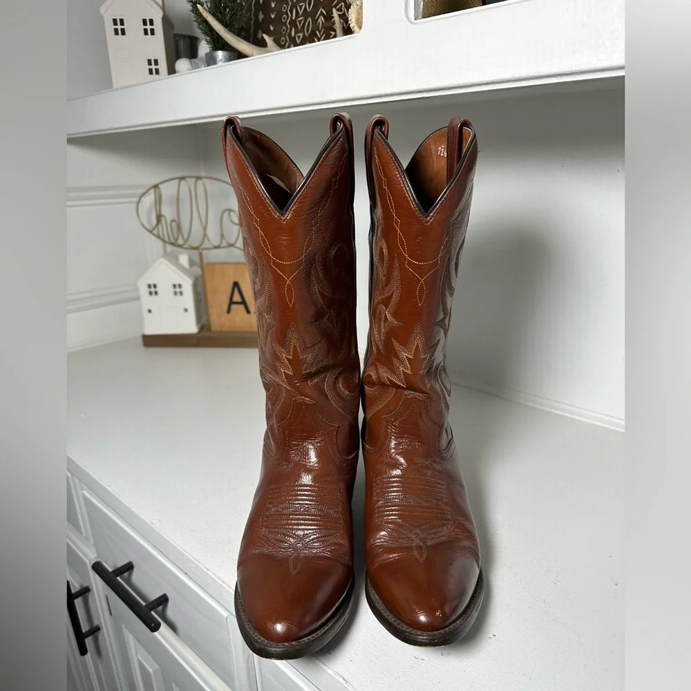 Dan Post Cowboy Boots Men’s 7.5D, Women 9 Vintage Brown Leather Western Classic - Picture 2 of 9